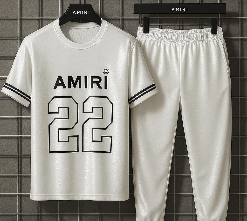 AMIRI Micro Interlock Track Suit White Black Accents